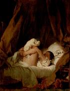 Jean-Honore Fragonard Madchen im Bett painting